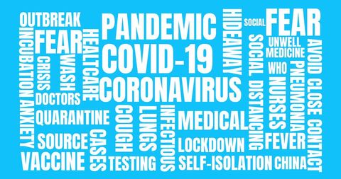 covid-19 pandemic keywords on blue background - Download Free Stock Images Pikwizard.com