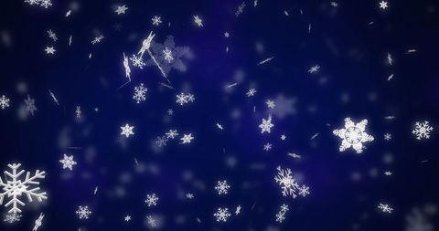 Falling Snowflakes on Deep Blue Background for Winter Atmosphere