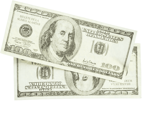 Digital Rendering of $200 USD on Transparent Background