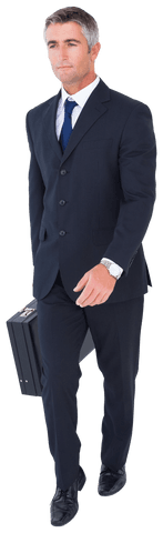 Confident Senior Businessman with Briefcase on Transparent Background