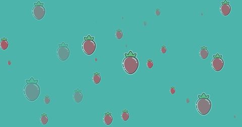 Playful Strawberry Pattern on Blue Background