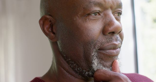 Pensive Older Man Looking Into Distance by Window - Download Free Stock Images Pikwizard.com