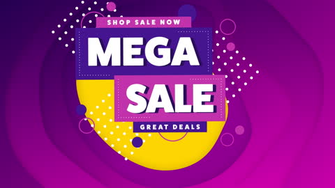 Colorful Mega Sale Announcement with Dynamic Abstract Background