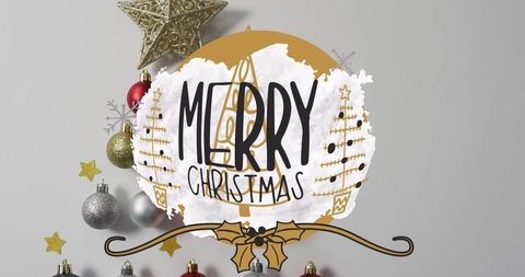 Stylish Merry Christmas Design with Festive Ornaments