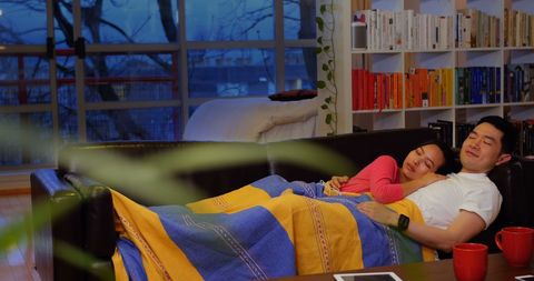 Couple Relaxing on Cozy Sofa in Modern Living Room