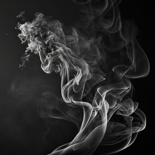Light and dark grey smoke on black background, created using generative ai technology. Smoke, pattern and monochrome concept digitally generated image.