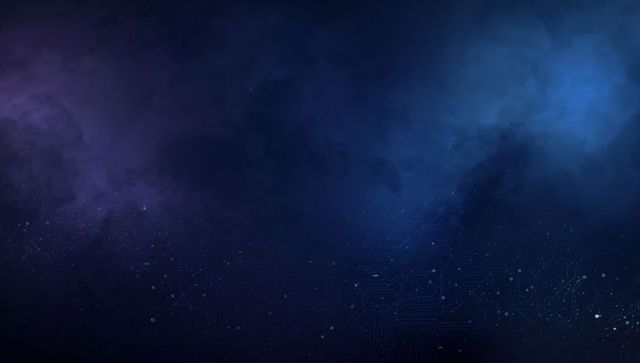 Nebula Circuit Fusion: Deep Blue Futuristic Tech Background with Neon Starfield, Data Grid