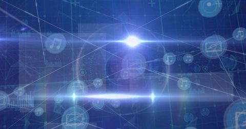 Digital Network and Data Icon Network on Blue Computer Background - Download Free Stock Images Pikwizard.com