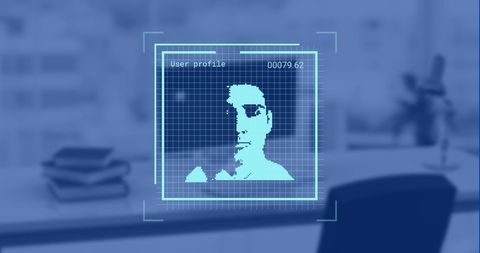 Facial Recognition Technology and Data Processing in Modern Office - Download Free Stock Images Pikwizard.com