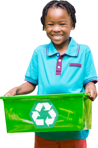 joyful child holding transparent recycling bin sign - Download Free Stock Videos Pikwizard.com