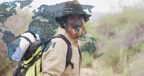 Hiker Using Augmented Reality for Route Planning in Desert