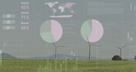 Wind turbines and data visions: clean energy infographic design