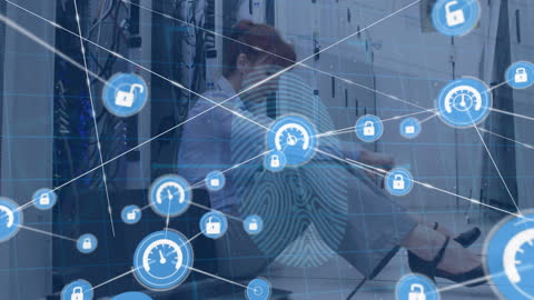 Network Security Visualization with Engineer in Data Center Concept