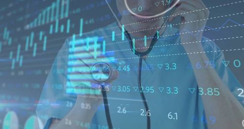 Healthcare Professional Analyzing Financial Data Digital Interface