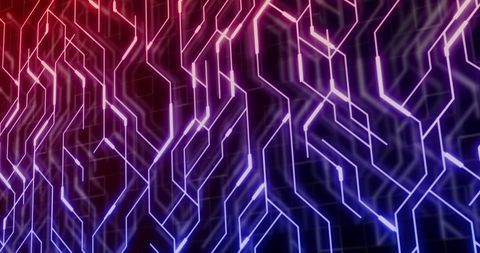 Neon Circuit Pattern on Dark Background Exuding Futuristic Technology - Download Free Stock Images Pikwizard.com