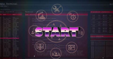 Cybersecurity Interface with START Text Overlay - Download Free Stock Images Pikwizard.com