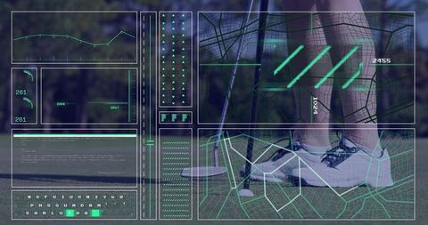 Golf Athlete and Futuristic Data Visualization HUD