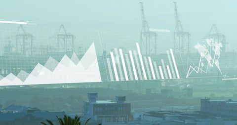 Port Industry Data Overlay Showing Shipping Trends and Global Trade Analytics Dashboard