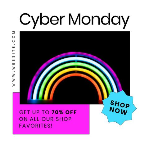 Cyber Monday Rainbow Promotion with Special Discount Offer - Download Free Stock Templates Pikwizard.com