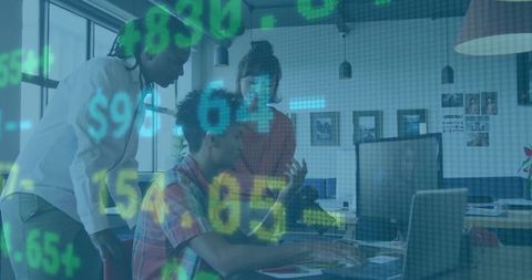 Team Collaborating on Data Analytics in Modern Office Setting