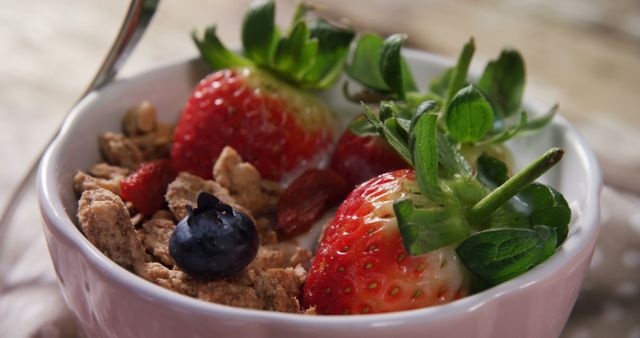 Delicious Healthy Breakfast with Fresh Berries and Granola - Download Free Stock Images Pikwizard.com