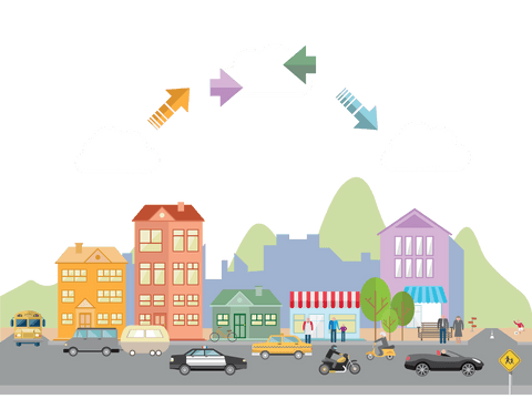 Transparent Cityscape Illustration with Vehicles and Arrows - Download Free Stock Videos Pikwizard.com
