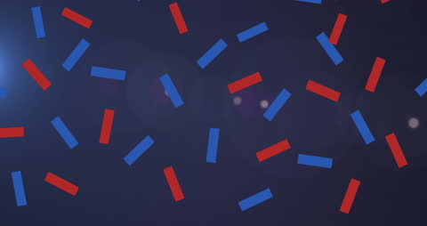 Animated Red and Blue Confetti on Navy Background