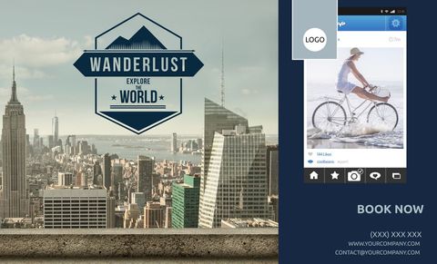 Travel Adventure Skyline and Beach Cycling Promotion - Download Free Stock Templates Pikwizard.com