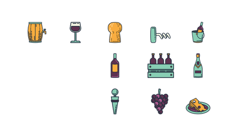 Abstract Wine Icons on Transparent Background - Download Free Stock Videos Pikwizard.com