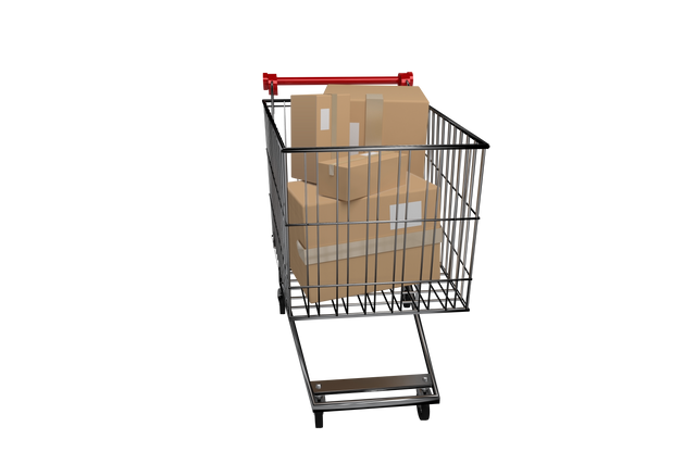 Shopping Trolley with Cardboard Boxes on Transparent Background - Download Free Stock Videos Pikwizard.com