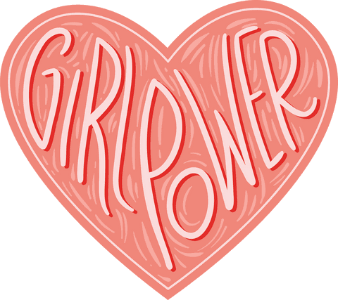 Transparent Girl Power Heart Illustration for Feminism Expression