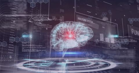 Digital Brain Illustration with Data Interface Elements - Download Free Stock Images Pikwizard.com