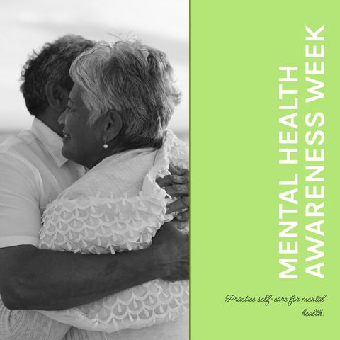 Senior couple embracing during mental health awareness week