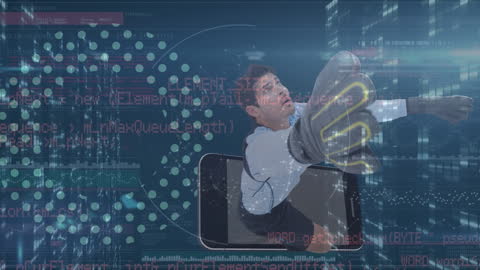 Animated Soccer Player Emerging from Smartphone Screen