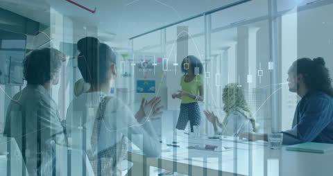 Diverse Team Collaborating on Financial Analytics in Modern Office