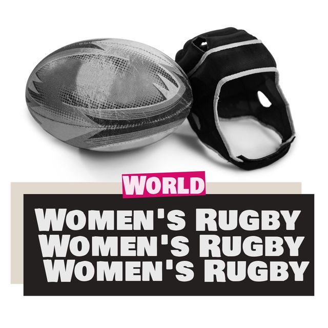 Women's Rugby Helmet and Ball Display with Bold Typography - Download Free Stock Templates Pikwizard.com