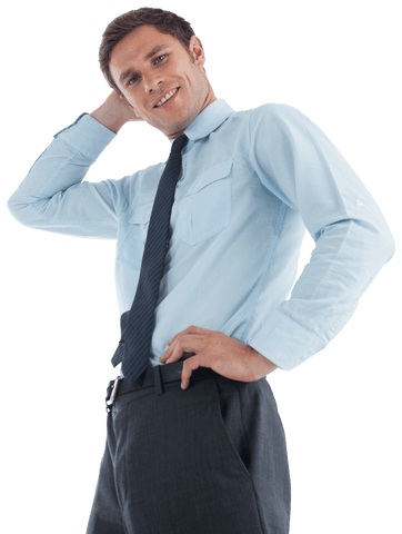 Transparent Businessman Posing with Confident Smile