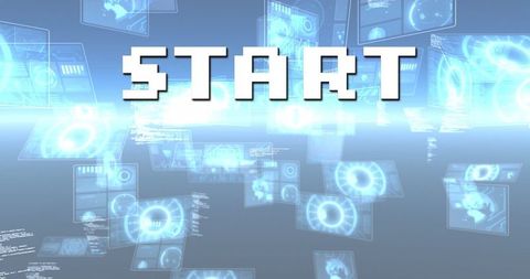 Digital interface start screen surround with connectivity graphics