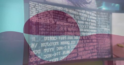 Abstract mosaic of greenland flag and digital technology