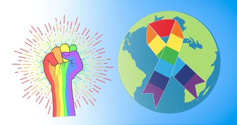 Vibrant Rainbow Fist and Ribbon Celebrating Pride Month - Download Free Stock Images Pikwizard.com