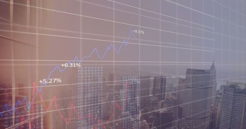 financial growth chart overlay on urban skyline - Download Free Stock Images Pikwizard.com