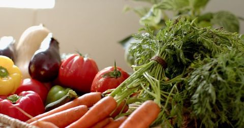 Fresh Organic Vegetables in Sunlit Kitchen Setting