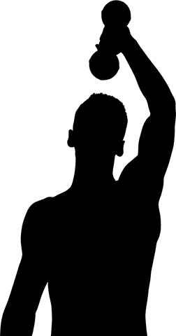 Digital Silhouette of Man Lifting Dumbbell on Transparent Background