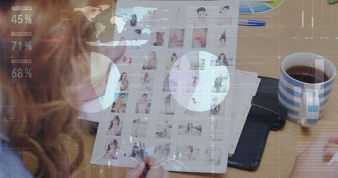 Colleague Analyzing Digital Data on Futuristic Screen