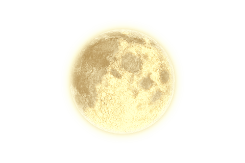 Glowing beige moon illustration on transparent background
