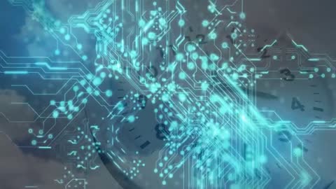 Futuristic Digital Circuit Overlay on Clock Face