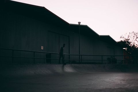 Single Skateboarder in Empty Skatepark at Dusk - Download Free Stock Images Pikwizard.com