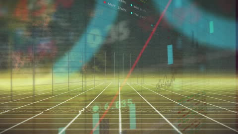 Futuristic Financial Data Visualization with Holographic Charts