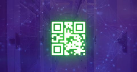 QR Code and Digital Connections in Server Room - Download Free Stock Images Pikwizard.com
