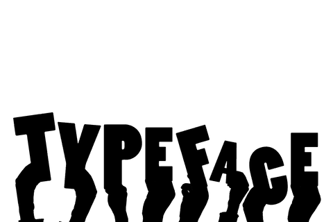 Digital illustration of typographic hands on transparent background